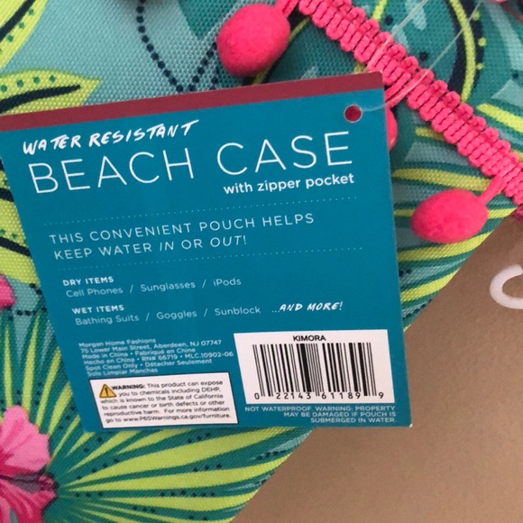 Pink & green floral water resistant beach Case NWT - Picture 5 of 6